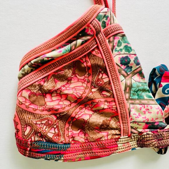 Maaji Swim Bikini Top Rainbow Dye Multi Size Medium Reversible Pink Green Blue - Picture 2 of 4